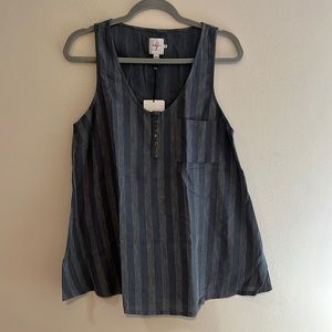 NWT the Nines by Hatch blue striped maternity shirt Size M